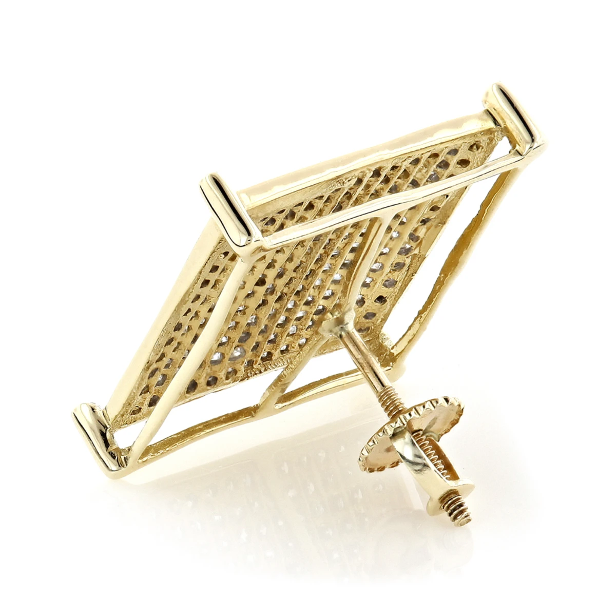Real Hip Hop 10K Yellow Gold Men's Diamond Oversized Stud Earring 0.6ct 4 Real Hip Hop 10K Yellow Gold Men's Diamond Oversized Stud Earring 0.6ct - Image 4