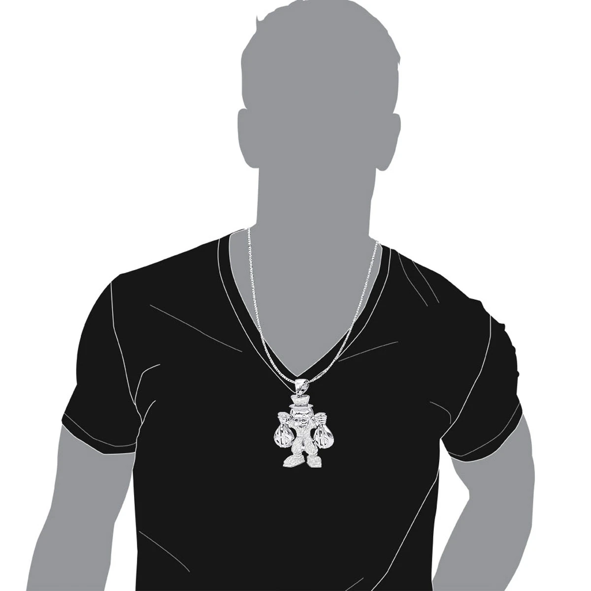 Real Sterling Silver Scrooge McDuck Diamond Pendant Cartoon Character 4.25ct 3 Real Sterling Silver Scrooge McDuck Diamond Pendant Cartoon Character 4.25ct - Image 3