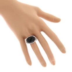 Right Hand Diamond Fashion Luxurman Onyx And Hearts Ring 14K White Gold -Urban Jewels Shop right hand diamond fashion rings luxurman onyx and hearts ring 14k gold bodwh