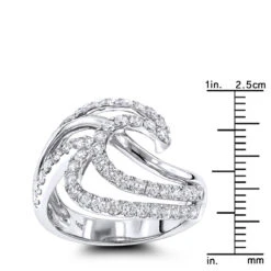 Gold Diamond Wave Right Hand Ring For Women 1.5ct 14K White Gold -Urban Jewels Shop right hand rings gold diamond wave ring for women 16ct 14k rulerwh