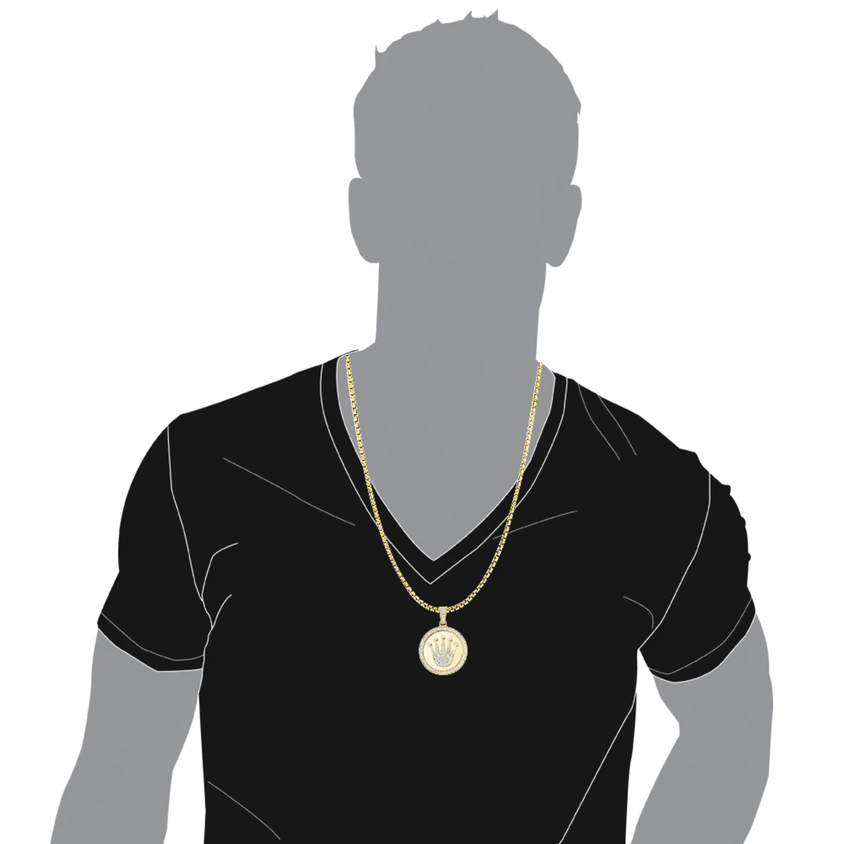 Rolex Style Diamond Pendant 3ct 10K Yellow Gold Crown Medallion 5 Rolex Style Diamond Pendant 3ct 10K Yellow Gold Crown Medallion - Image 5