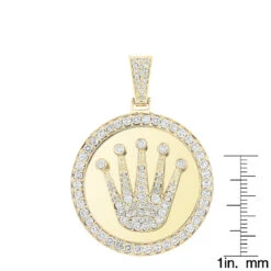 Rolex Style Diamond Pendant 3ct 10K Yellow Gold Crown Medallion 11 Rolex Style Diamond Pendant 3ct 10K Yellow Gold Crown Medallion -Urban Jewels Shop rolex style diamond pendant 3ct yellow white gold crown medallion rulerye