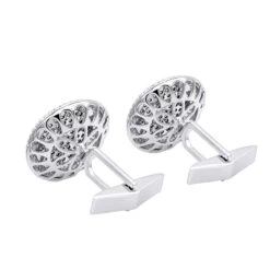 Round Champagne And White Diamond Men's Cufflinks 14K White Gold -Urban Jewels Shop round champagne and white diamond mens cufflinks 14k gold backwh