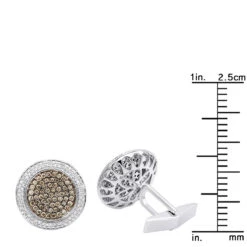 Round Champagne And White Diamond Men's Cufflinks 14K White Gold -Urban Jewels Shop round champagne and white diamond mens cufflinks 14k gold rulerwh