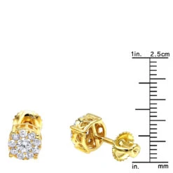 Round Cluster Diamond Earrings Studs 0.75ct 14K Yellow Gold 11 Round Cluster Diamond Earrings Studs 0.75ct 14K Yellow Gold -Urban Jewels Shop round cluster diamond earrings studs 063ct 14k gold rulerye
