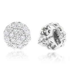 Round Diamond Cluster Earrings 14K White Gold 4.02ct