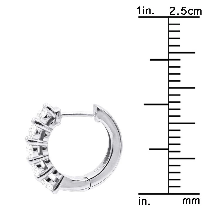 1/2 Inch Classic Huggie Hoop Earrings 14K White Gold With Round Diamonds 1 Carat 6 1/2 Inch Classic Huggie Hoop Earrings 14K White Gold With Round Diamonds 1 Carat - Image 6