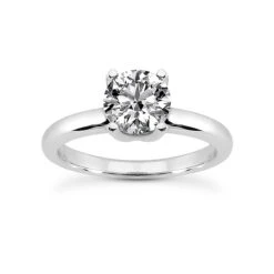 Solitaire Round Diamond Platinum 3mm Wide Engagement Ring 1ct