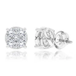Round Diamond Stud Earrings 1.20ct 14K White Gold