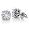 Round Diamond Stud Earrings 14K Rose Gold 0.76ct Pave Cluster Design
