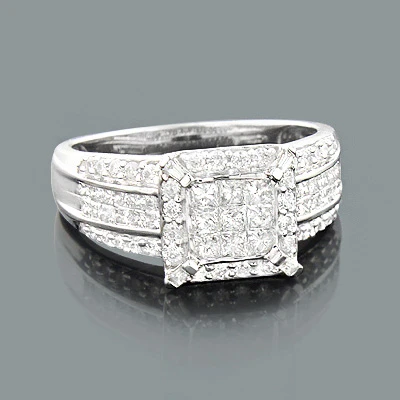 Round Princess Cut Diamond Engagement Ring 1.18ct 14K Rose Gold 1 Round Princess Cut Diamond Engagement Ring 1.18ct 14K Rose Gold