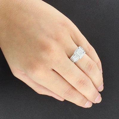 Round Princess Cut Diamond Engagement Ring 1.18ct 14K Rose Gold 3 Round Princess Cut Diamond Engagement Ring 1.18ct 14K Rose Gold - Image 3