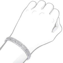 Affordable Silver Men's Diamond Bracelet 3.58 Ct -Urban Jewels Shop silver jewelry affordable mens diamond bracelet 358 ct bodwh