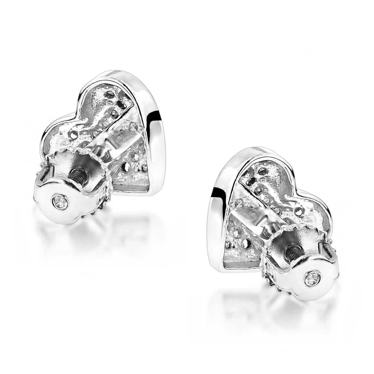 Silver White Blue Yellow Diamond Heart Earrings .35ct 2 Silver White Blue Yellow Diamond Heart Earrings .35ct - Image 2