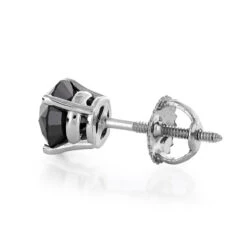 Urban Jewels Shop -Urban Jewels Shop single 14k gold mens solitaire black diamond stud earring 1ct 2