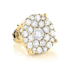 Single Oversized Cluster Men's 18K Rose Gold Round Diamond Stud Earring 2ct -Urban Jewels Shop single oversized cluster mens 18k gold round diamond stud earring 2ct 7