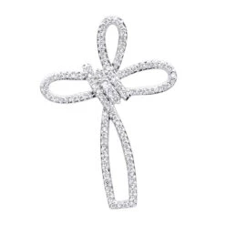 Small 14K Yellow Gold Diamond Cross Pendant For Women Fancy Bow Design 0.36ct -Urban Jewels Shop small 14k gold diamond cross pendant for women fancy bow design 036ct mainye 20201017