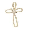 Small 14K Yellow Gold Diamond Cross Pendant For Women Fancy Bow Design 0.36ct