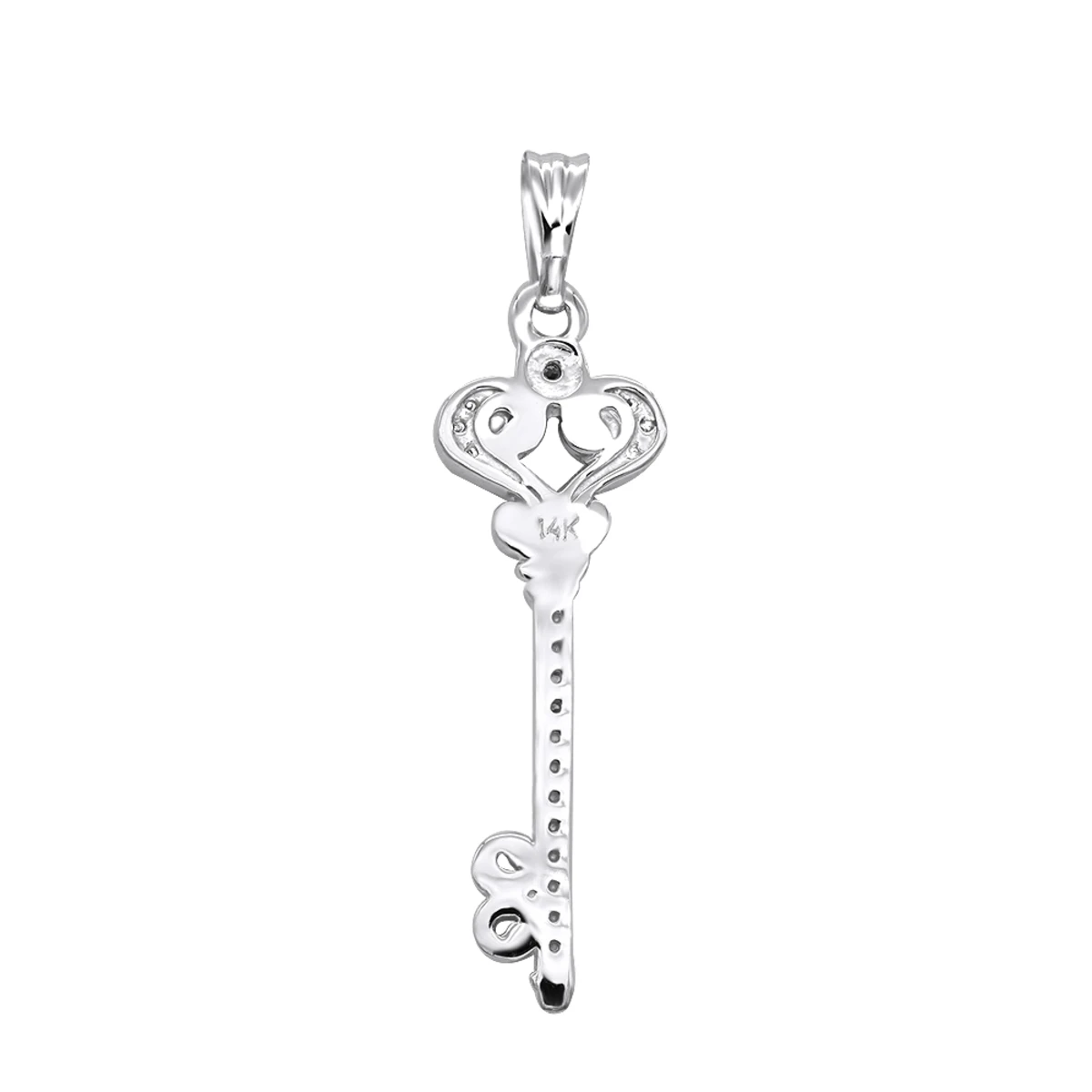 Small 14K White Gold Diamond Key Pendant 0.20ct 4 Small 14K White Gold Diamond Key Pendant 0.20ct - Image 4