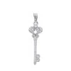 Small 14K White Gold Diamond Key Pendant 0.20ct