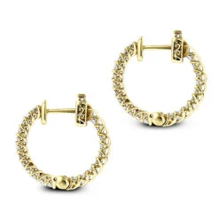 Small 14K Yellow Gold Inside Out Diamond Hoop Earrings 0.9ct -Urban Jewels Shop small 14k gold inside out diamond hoop earrings 110ct p 6259 backye