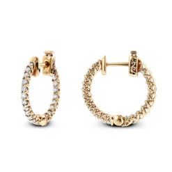 Small 14K Yellow Gold Inside Out Diamond Hoop Earrings 0.9ct -Urban Jewels Shop small 14k gold inside out diamond hoop earrings 110ct p 6259 ro