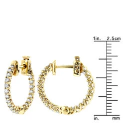 Small 14K Yellow Gold Inside Out Diamond Hoop Earrings 0.9ct -Urban Jewels Shop small 14k gold inside out diamond hoop earrings 110ct p 6259 rulerye