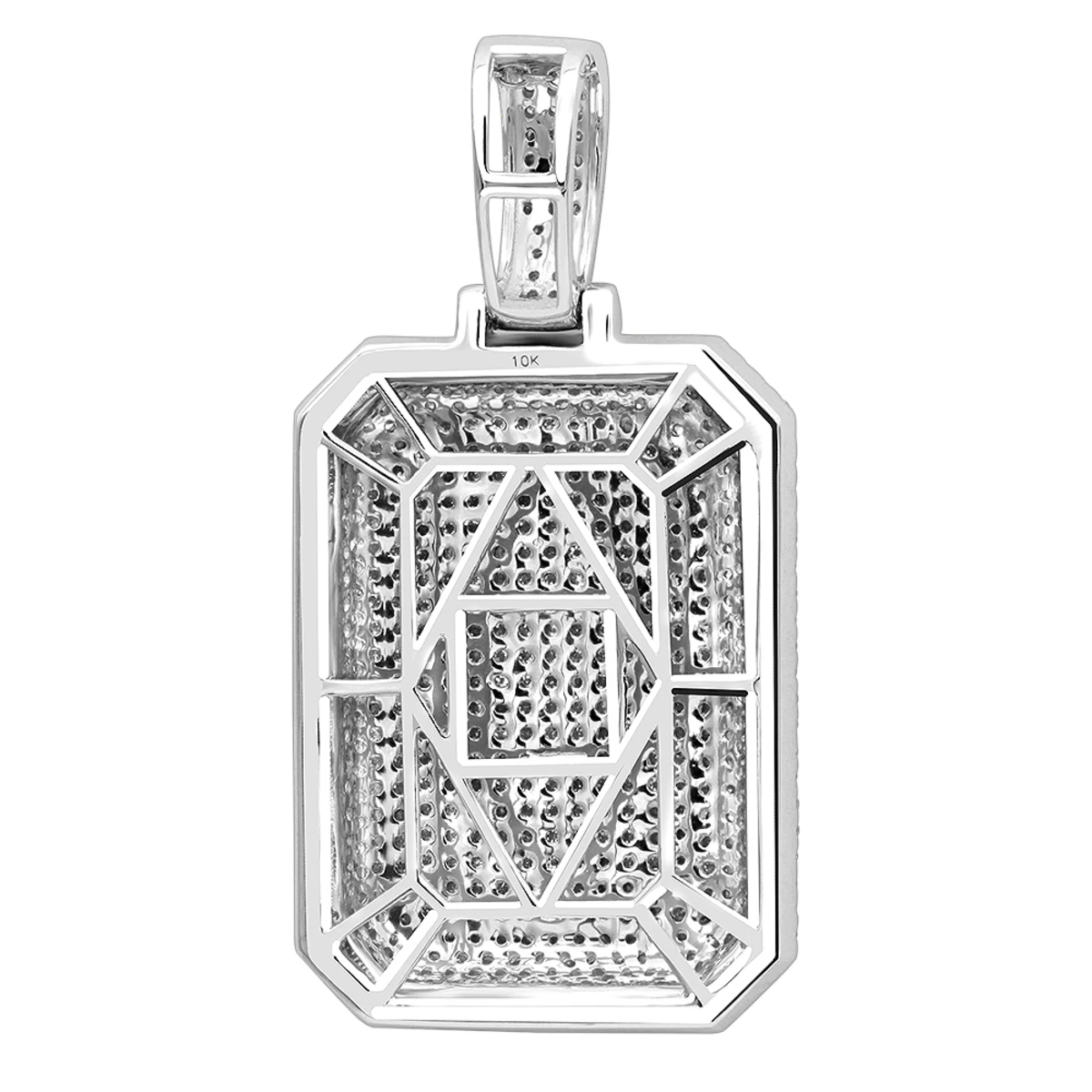 Small Diamond Dog Tag Pendant 1.75ct Fully Iced Out 10K White Gold By Luxurman 4 Small Diamond Dog Tag Pendant 1.75ct Fully Iced Out 10K White Gold By Luxurman - Image 4
