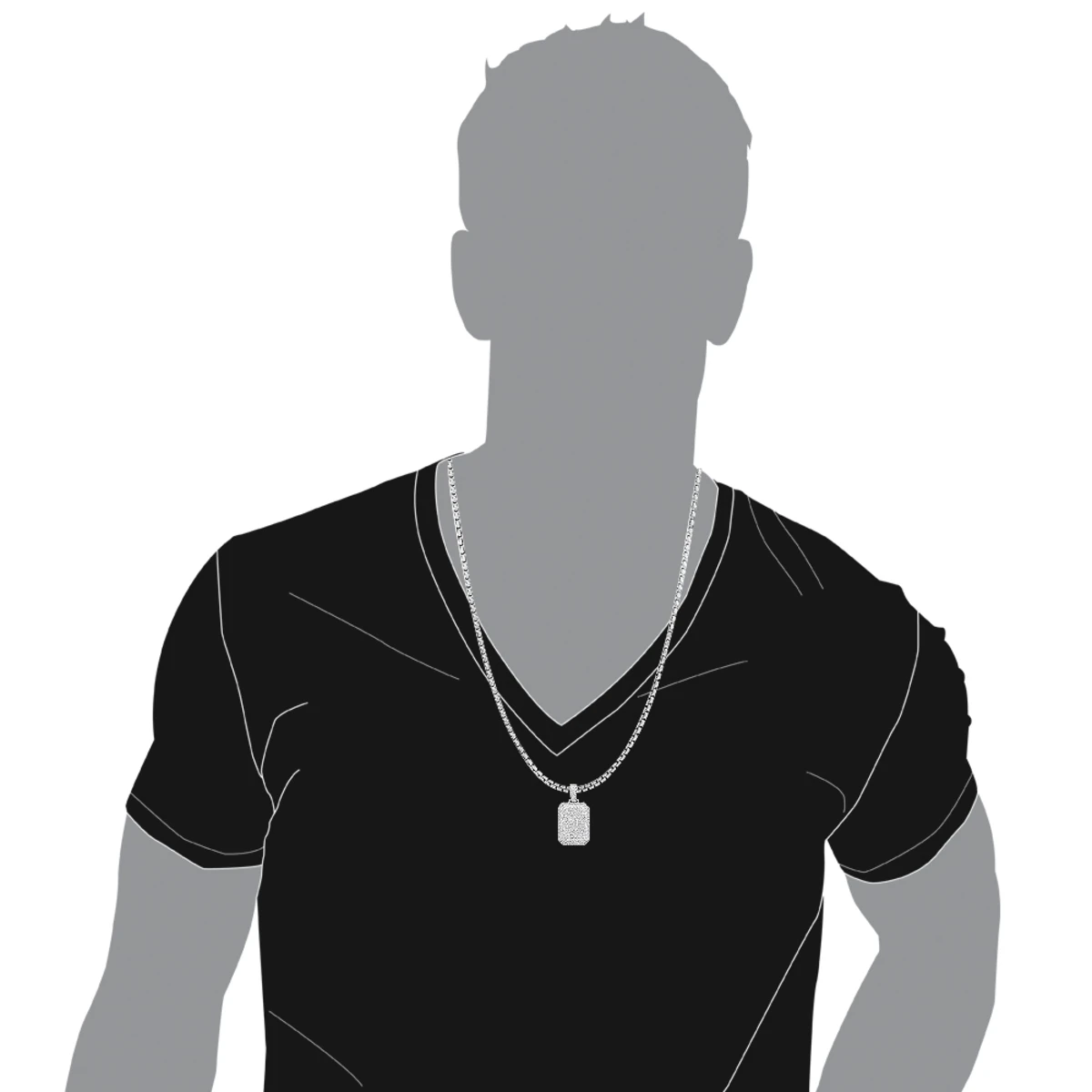 Small Diamond Dog Tag Pendant 1.75ct Fully Iced Out 10K White Gold By Luxurman 5 Small Diamond Dog Tag Pendant 1.75ct Fully Iced Out 10K White Gold By Luxurman - Image 5