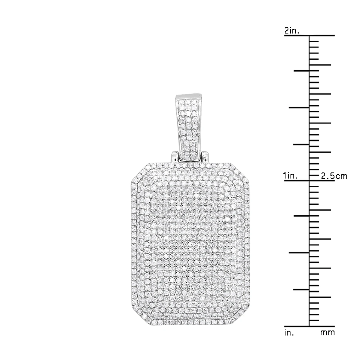 Small Diamond Dog Tag Pendant 1.75ct Fully Iced Out 10K White Gold By Luxurman 6 Small Diamond Dog Tag Pendant 1.75ct Fully Iced Out 10K White Gold By Luxurman - Image 6