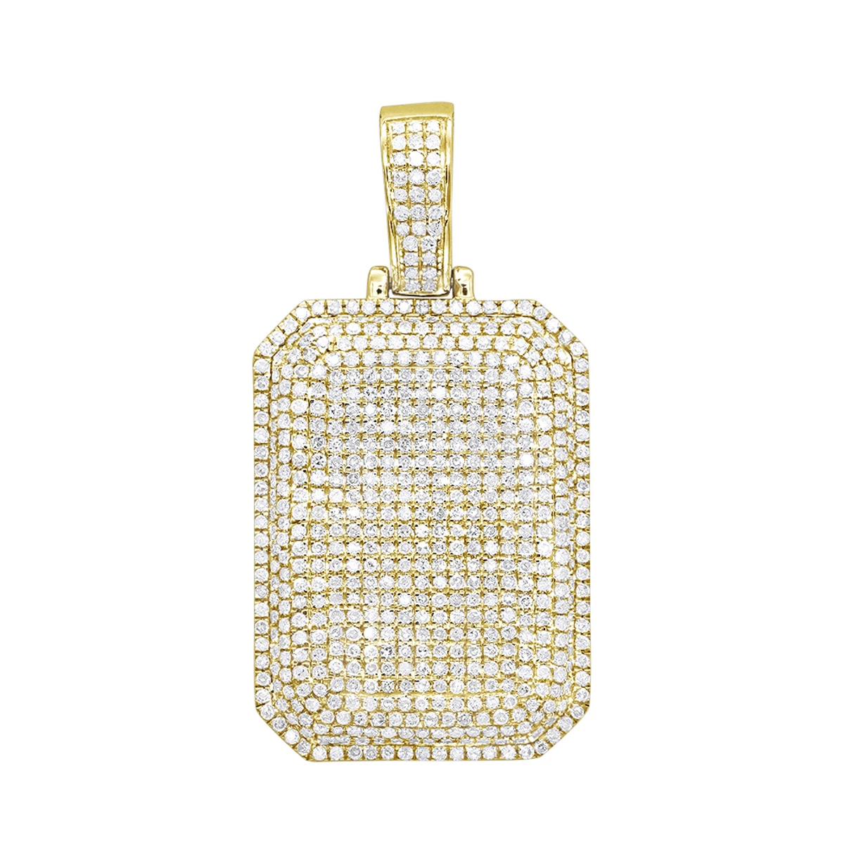 Small Diamond Dog Tag Pendant 1.75ct Fully Iced Out 10K White Gold By Luxurman 2 Small Diamond Dog Tag Pendant 1.75ct Fully Iced Out 10K White Gold By Luxurman - Image 2