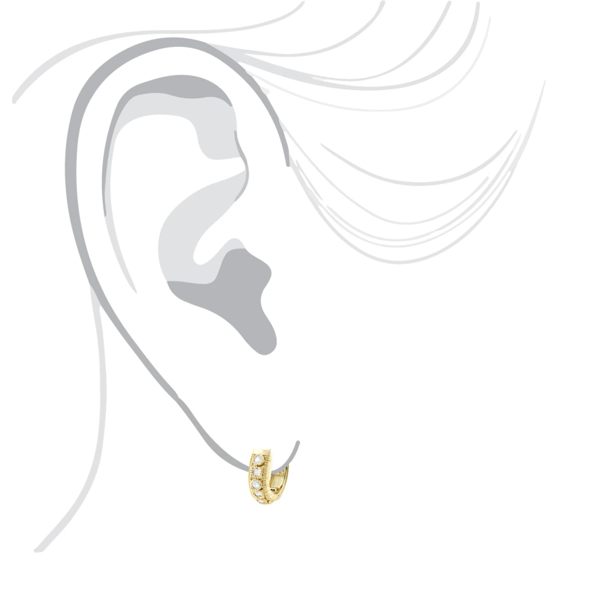 Small Diamond Hoop Earrings 1/2ct 14K Yellow Gold Huggies 4 Small Diamond Hoop Earrings 1/2ct 14K Yellow Gold Huggies - Image 4