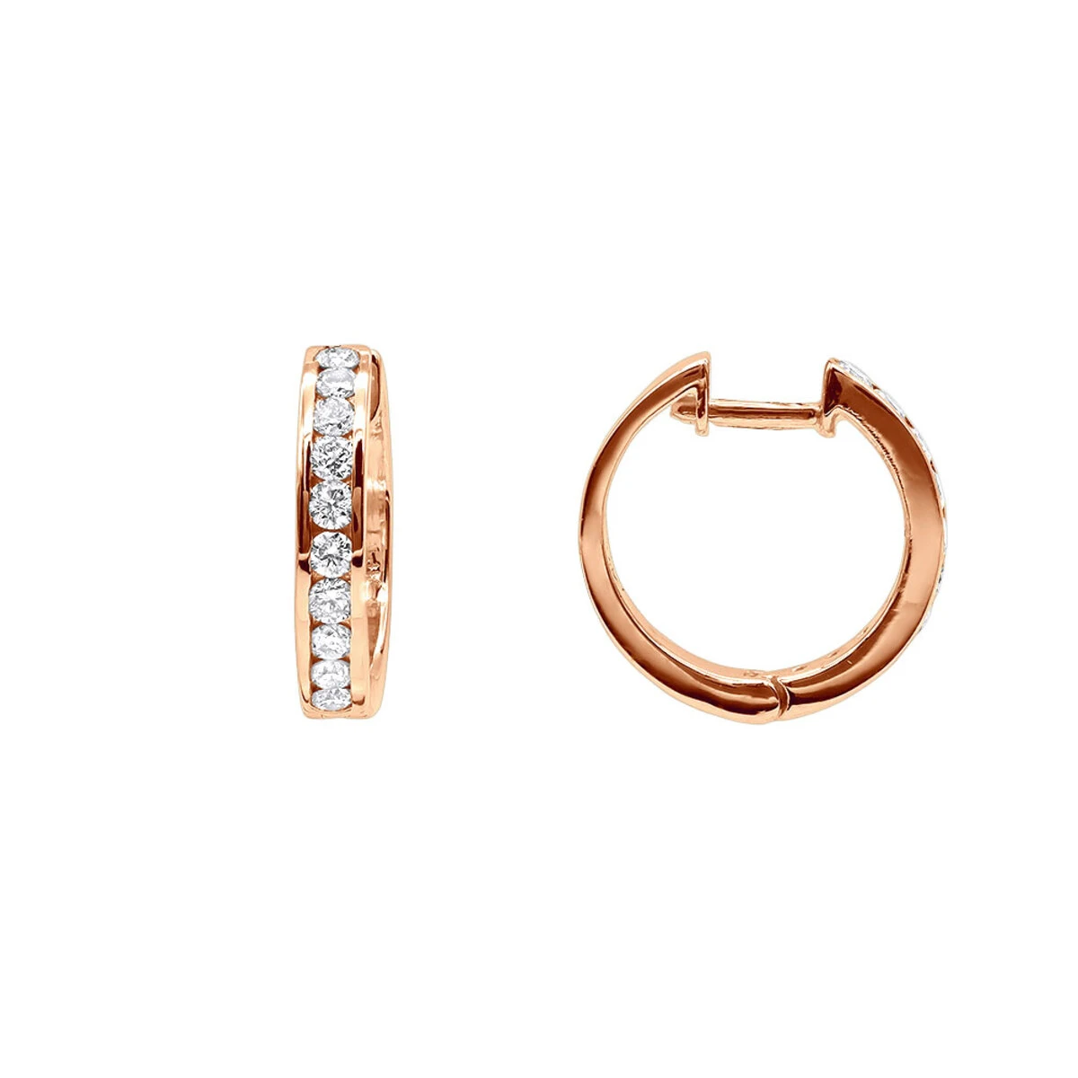 Small Diamond Hoop Earrings For Men And Women 1/2ct Huggies 14K Yellow Gold 15mm 3 Small Diamond Hoop Earrings For Men And Women 1/2ct Huggies 14K Yellow Gold 15mm - Image 3