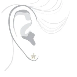 Small Diamond Star Earrings Studs 14K Yellow Gold 0.1ct -Urban Jewels Shop small diamond star earrings studs 14k gold 01ct 000889 body yellow