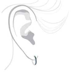 Small Hoop Blue Diamond Earrings 0.55ct 14K White Gold Huggies -Urban Jewels Shop small hoop blue diamond earrings 055ct 14k gold huggies bodwh