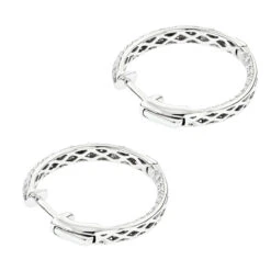 Small Inside Out Diamond Hoop Earrings 1.16ct 14K White Gold -Urban Jewels Shop small hoop diamond earrings 116ct 14k backwh
