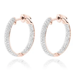 Small Inside Out Diamond Hoop Earrings 1.16ct 14K White Gold -Urban Jewels Shop small hoop diamond earrings 116ct 14k ro