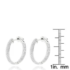 Small Inside Out Diamond Hoop Earrings 1.16ct 14K White Gold -Urban Jewels Shop small hoop diamond earrings 116ct 14k rulerwh