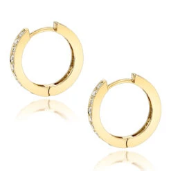 Small 14K Yellow Gold Inside Out Diamond Huggie Earrings 1.2ct -Urban Jewels Shop small hoop earrings 14k gold inside out diamond huggie earrings 12ct backye