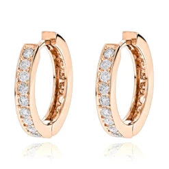 Small 14K Yellow Gold Inside Out Diamond Huggie Earrings 1.2ct -Urban Jewels Shop small hoop earrings 14k gold inside out diamond huggie earrings 12ct ro