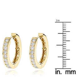 Small 14K Yellow Gold Inside Out Diamond Huggie Earrings 1.2ct -Urban Jewels Shop small hoop earrings 14k gold inside out diamond huggie earrings 12ct rulerye