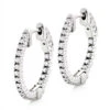 3/4in Small Hoops 14K White Gold Diamond Hoop Earrings Inside Out 1/2ct