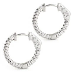 3/4in Small Hoops 14K White Gold Diamond Hoop Earrings Inside Out 1/2ct -Urban Jewels Shop small hoops 14k diamond hoop earrings inside out 047 p 6931back