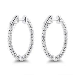 Small Hoops 14K White Gold Diamond Hoop Earrings Inside Out 0.74ct -Urban Jewels Shop small hoops 14k diamond hoop earrings inside out 074 p 6932 backwh