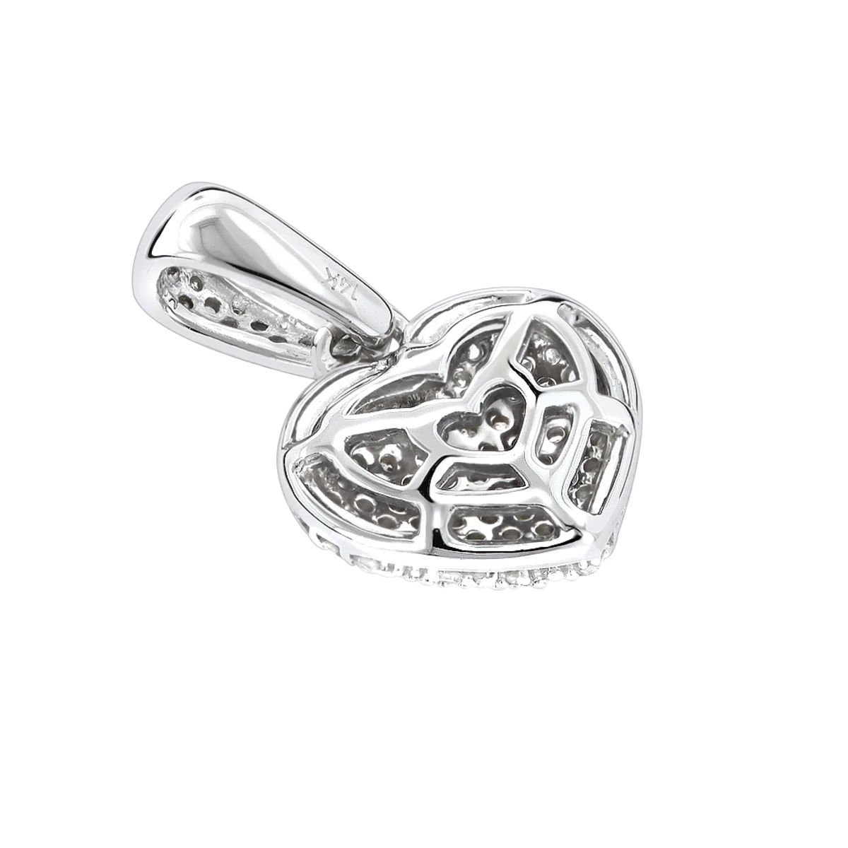 Small Pave Diamond Heart Pendant 14K White Gold 0.33ct 4 Small Pave Diamond Heart Pendant 14K White Gold 0.33ct - Image 4