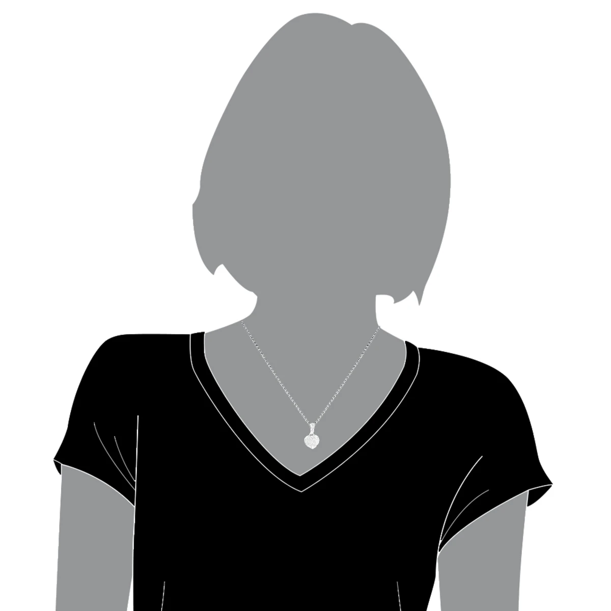 Small Pave Diamond Heart Pendant 14K White Gold 0.33ct 5 Small Pave Diamond Heart Pendant 14K White Gold 0.33ct - Image 5