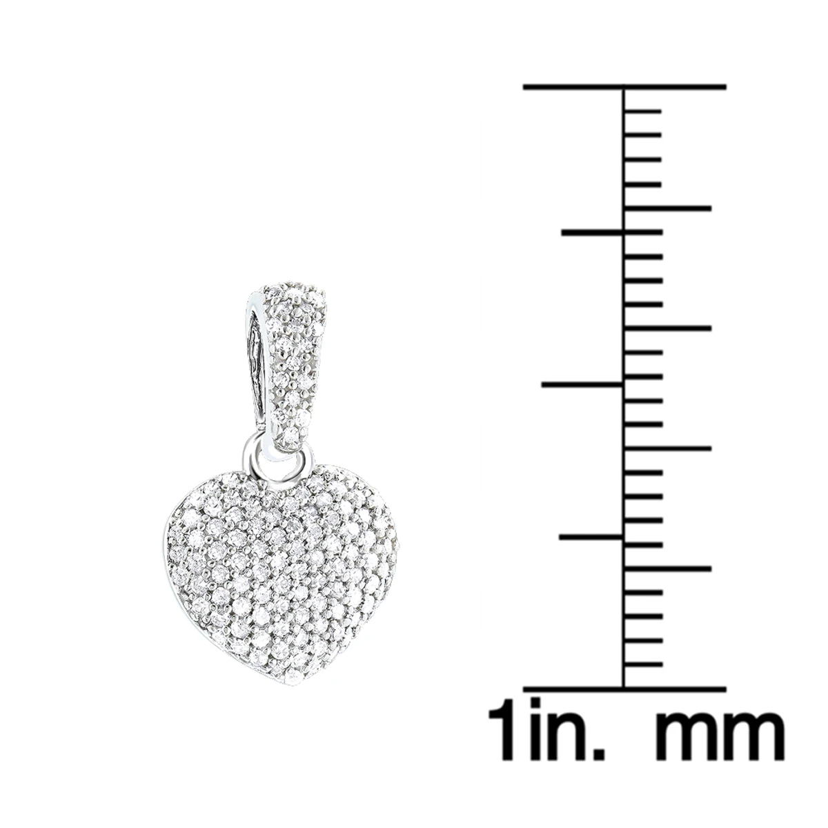 Small Pave Diamond Heart Pendant 14K White Gold 0.33ct 6 Small Pave Diamond Heart Pendant 14K White Gold 0.33ct - Image 6