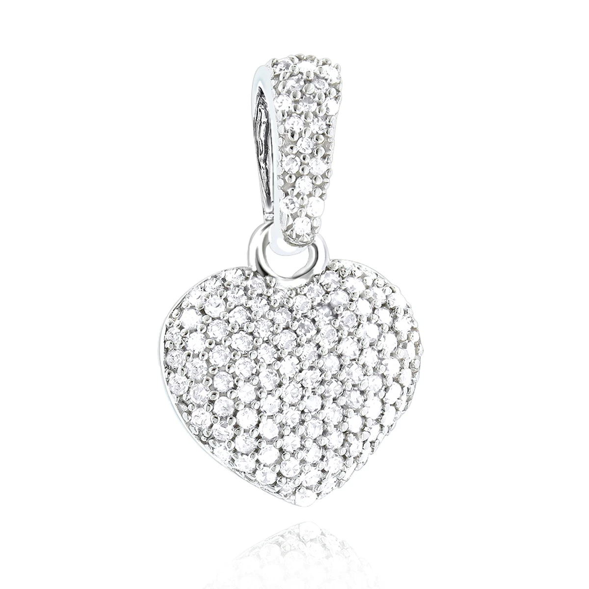 Small Pave Diamond Heart Pendant 14K White Gold 0.33ct 1 Small Pave Diamond Heart Pendant 14K White Gold 0.33ct