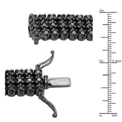 10K Black Plated Gold 3 Row Black Diamond Tennis Bracelet For Men 10 Carats -Urban Jewels Shop solid 10k gold 3 row black diamond tennis bracelet for men 10 carats 000989 ruler black 1671159872