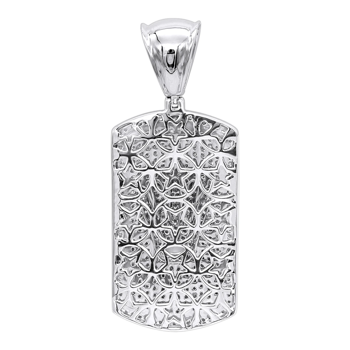 10K White Gold Diamond Dog Tag Pendant With Crown 1ct 4 10K White Gold Diamond Dog Tag Pendant With Crown 1ct - Image 4